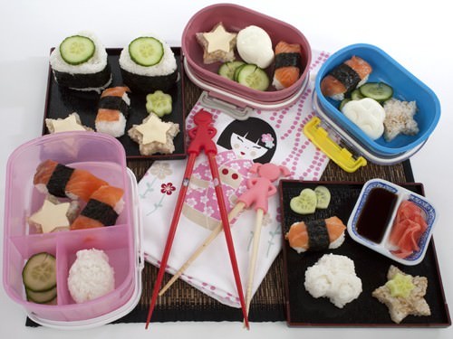 Various cute sushi set for school lunches