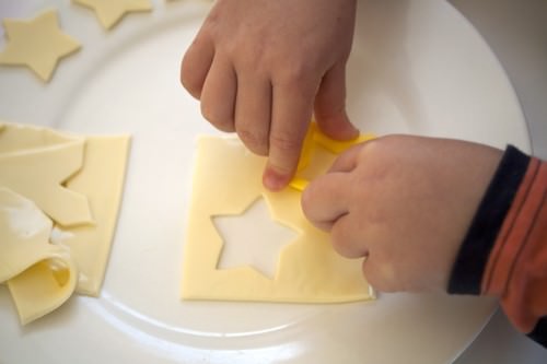 Cutting shapes from cheese