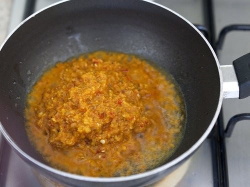 Frying off homemade massaman curry paste