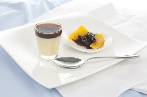 White Chocolate Panna cotta with Prune Juice jelly and Brandied Fruit-2