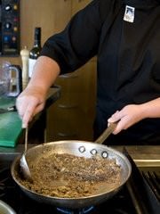 frying onion and mushroom