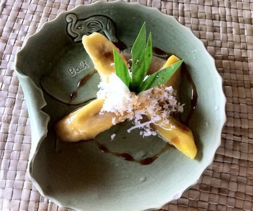 Boiled Banana and coconut bali dessert