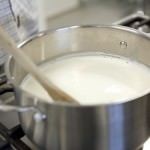 Boiling milk for ricotta cheese