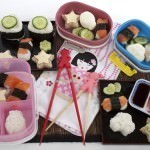 Various cute sushi set for school lunches