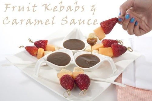 Fruit Kebabs w caramel sauce