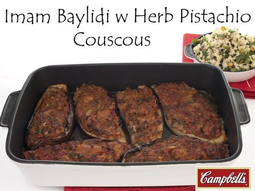Imam Baylidi w Herb Pistachio Couscous