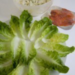 Making the potato salad lettuce cups