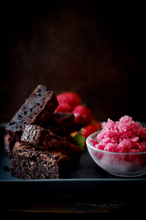 Chocolate Fudge w Blood Orange Sorbet