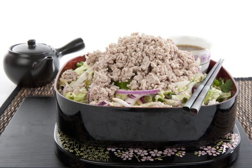 Healthy Bento Lunchbox of Asian Salad w Pork