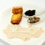 Salmon Mousse w Lime Aioli, Crisp Cornbread & tapenade