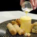 Crispy Spring rolls, Prawn Parcels & Beef Dumplings w lemon Foam