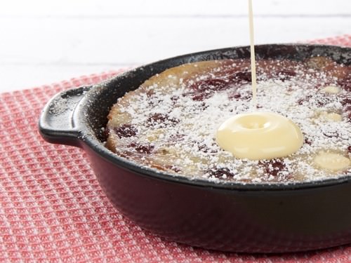 White Chocolate and Cherry Clafoutis w Custard White Chocolate and Cherry Clafoutis w Custard