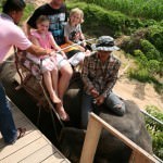 Brett and the kids Elephant Trekking