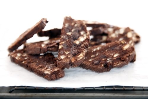 Double Chocolate Biscotti on Baking Tray Double Chocolate Biscotti on Baking Tray