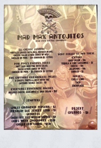 Mad Max Mexican Menu