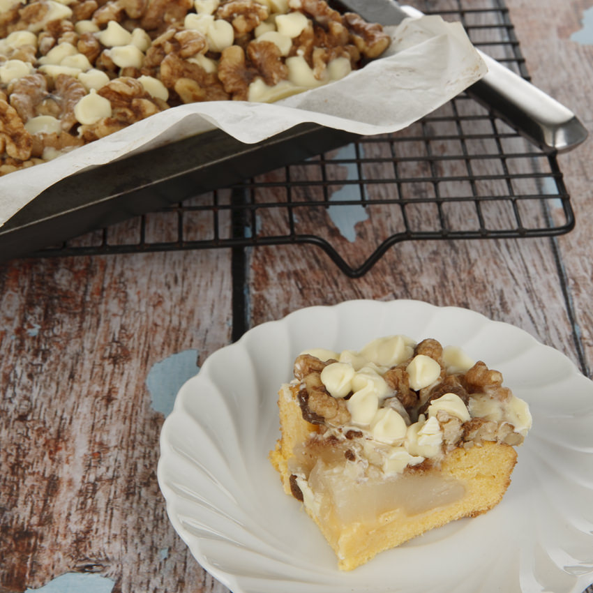 Pear & White Chocolate Sheet Cake