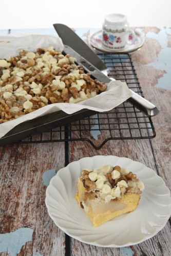 Pear & White Chocolate Sheet Cake