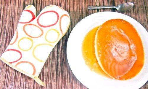 Leche Flan on the counter