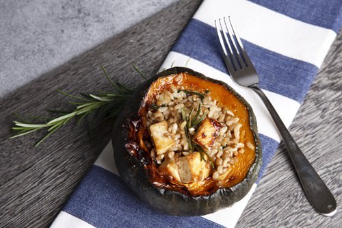 Pumpkin Stuffed w Rice & Lentils