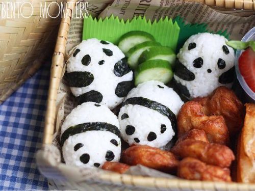 Panda Rice Balls with leftover Chicken