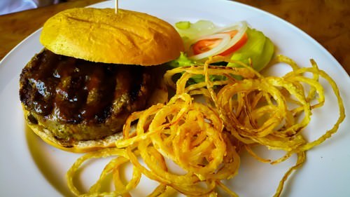 Savannah Grill - Banzai Burger with Onion Rings