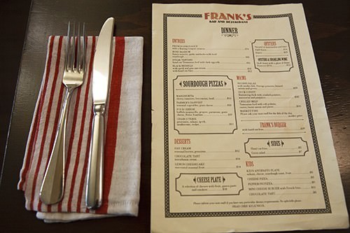 Franks Bar & Restaurant Menu