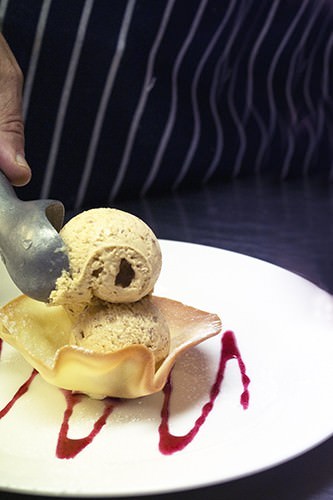 Scooping the Pecan Ice-cream