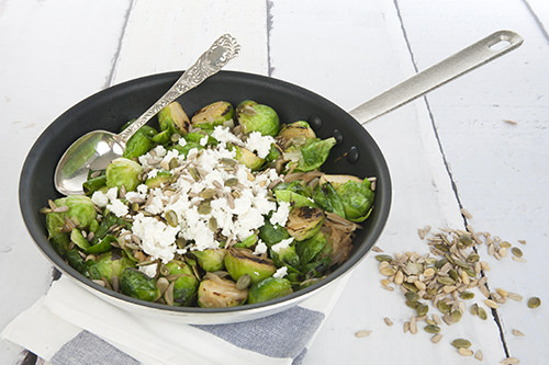 Brussels Sprouts w Feta & Pine Nuts