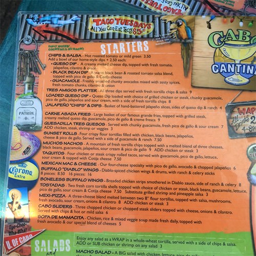 Starters - Cabo Cantina Menu