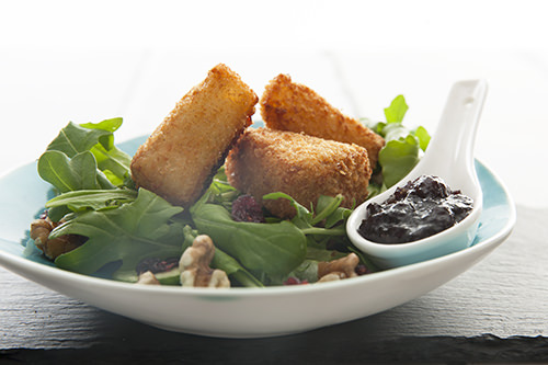 Christmas Salad w Deep Fried Camembert & Spiced Cherry Fruit Paste