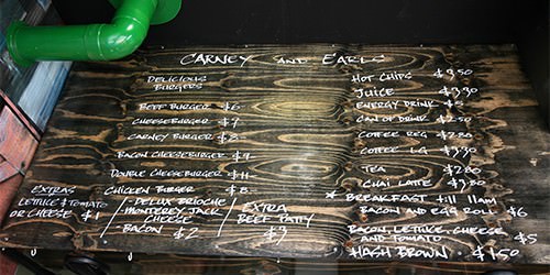 Carney and Earls Menu