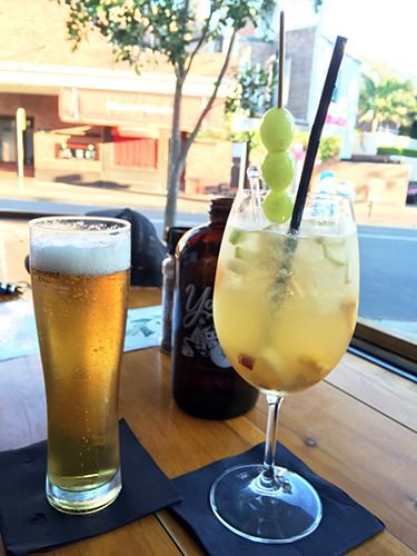 White Sangria and Italian Lager at Salt Meats Cheese Mosman