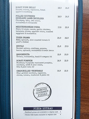 More Gourmet Pizza's The Australian Hotel Menu