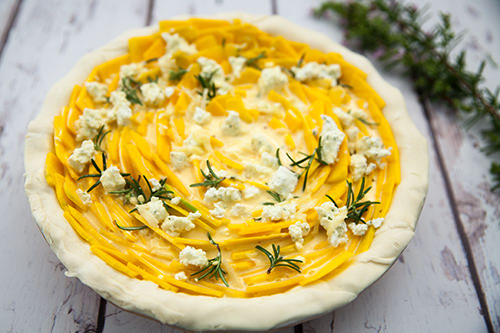 Vegetarian Pumpkin and Feta Tart Ready for Baking Vegetarian Pumpkin and Feta Tart Ready for Baking