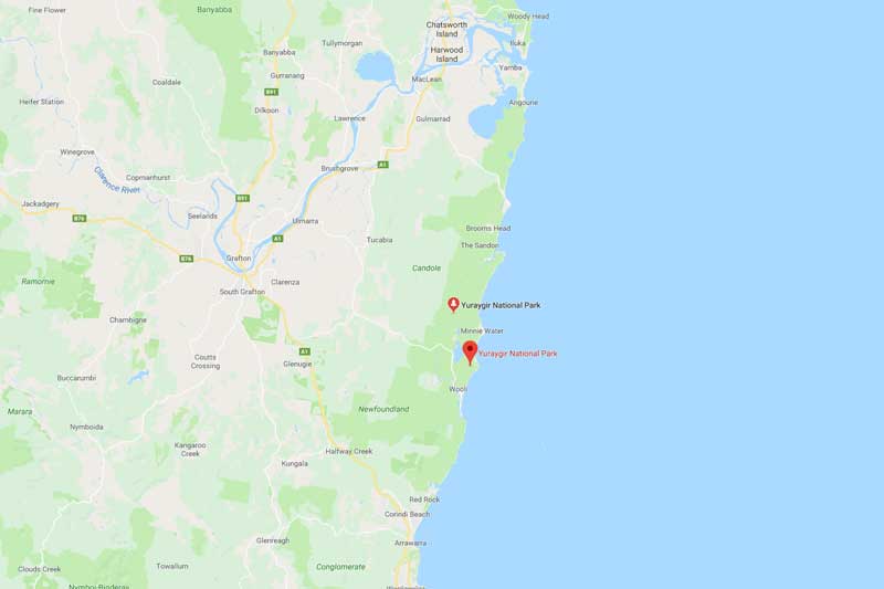Map of Pebbly Beach Yuraygir National Park Map of Pebbly Beach Yuraygir National Park