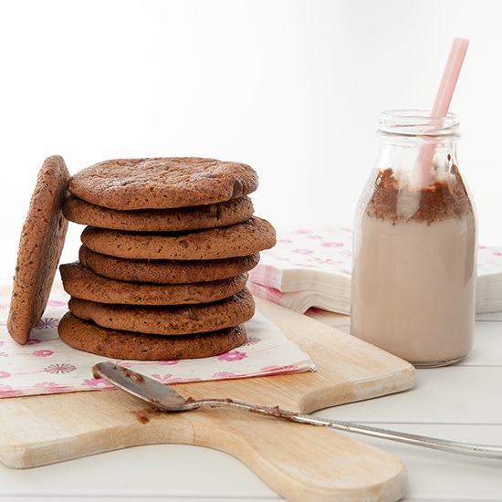 Malted Milo Cookie with Choc Chips Stack & Milk