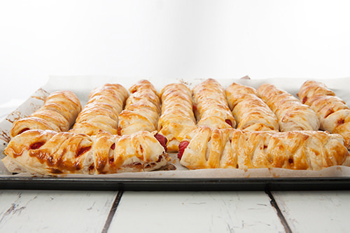 Pastry wrapped hotdogs