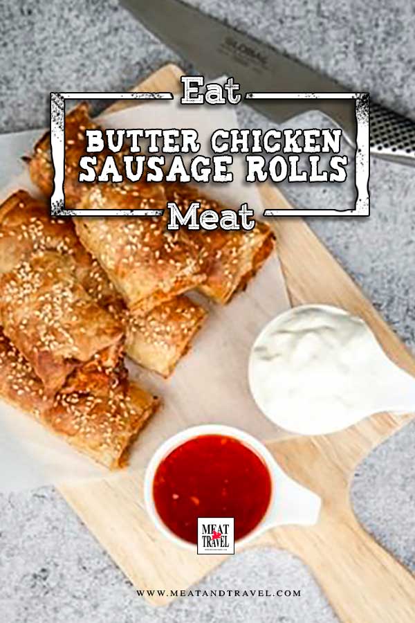 Indian Butter Chicken Sausage Rolls - easy appetizer recipe