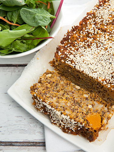 Close Up Pumpkin Lentil Loaf w Quinoa 