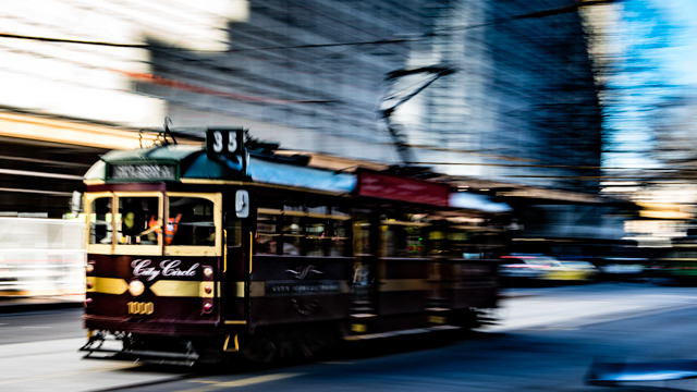 Melbourne Tram, Docklands motion photography
