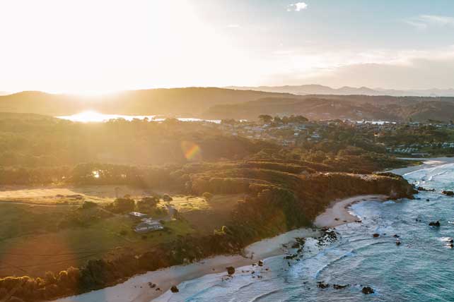 Aerial photo of Narooma at Sunset