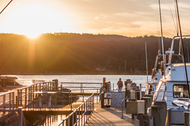 Sunset over the marina at Narooma